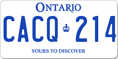 ON license plate CACQ214