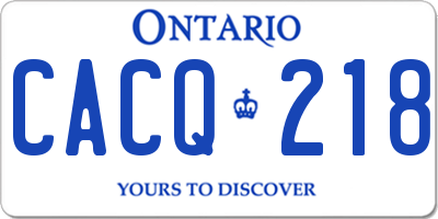 ON license plate CACQ218