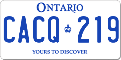 ON license plate CACQ219