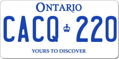 ON license plate CACQ220