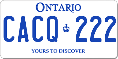 ON license plate CACQ222