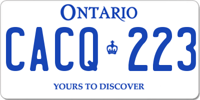 ON license plate CACQ223