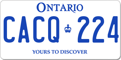 ON license plate CACQ224