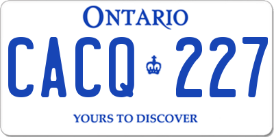 ON license plate CACQ227