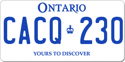 ON license plate CACQ230