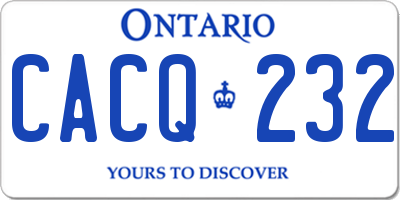 ON license plate CACQ232