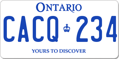 ON license plate CACQ234