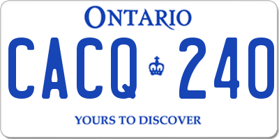 ON license plate CACQ240