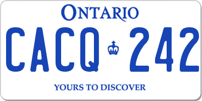 ON license plate CACQ242