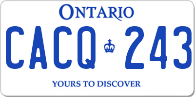 ON license plate CACQ243