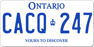 ON license plate CACQ247