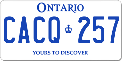 ON license plate CACQ257