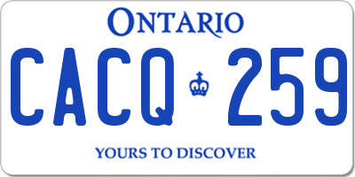 ON license plate CACQ259