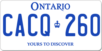 ON license plate CACQ260