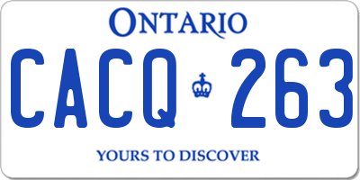 ON license plate CACQ263