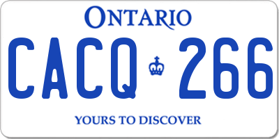 ON license plate CACQ266