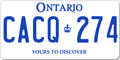 ON license plate CACQ274