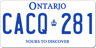 ON license plate CACQ281