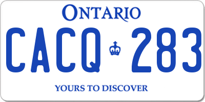 ON license plate CACQ283