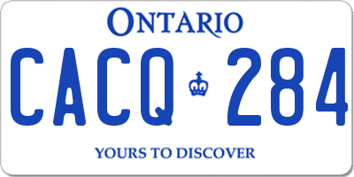 ON license plate CACQ284