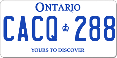 ON license plate CACQ288