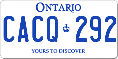 ON license plate CACQ292