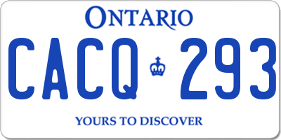 ON license plate CACQ293