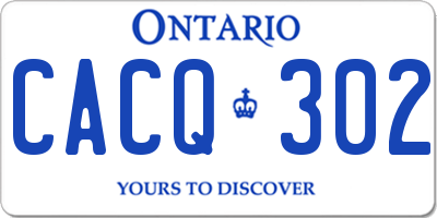 ON license plate CACQ302