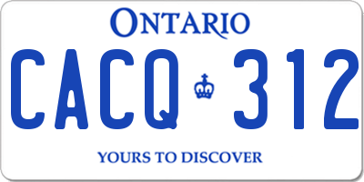 ON license plate CACQ312