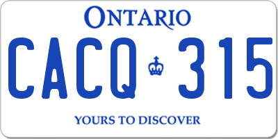 ON license plate CACQ315