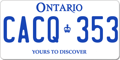 ON license plate CACQ353