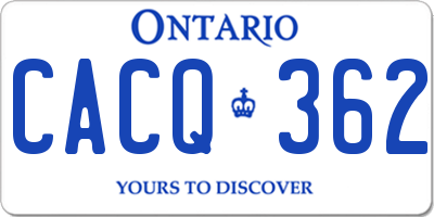 ON license plate CACQ362