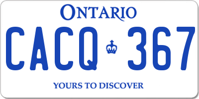 ON license plate CACQ367