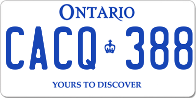 ON license plate CACQ388