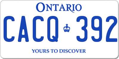 ON license plate CACQ392