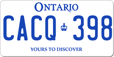 ON license plate CACQ398