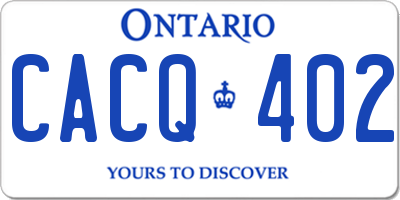 ON license plate CACQ402