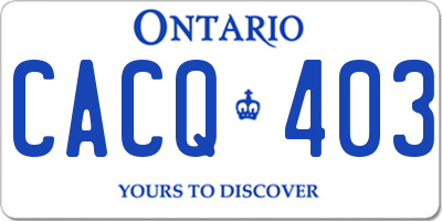 ON license plate CACQ403