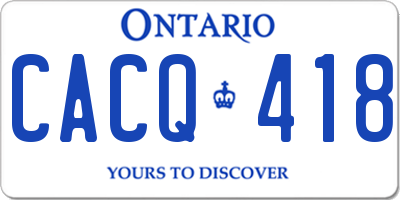 ON license plate CACQ418