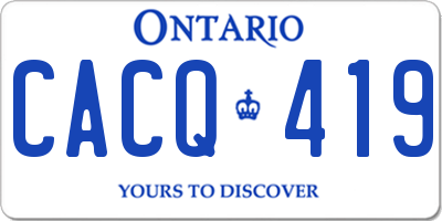 ON license plate CACQ419