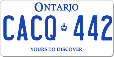 ON license plate CACQ442