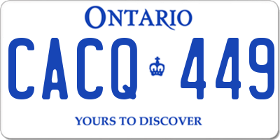 ON license plate CACQ449