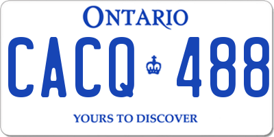 ON license plate CACQ488