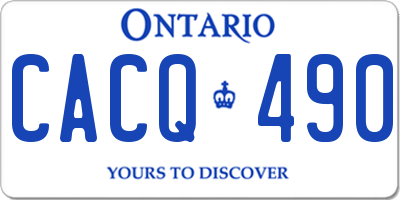 ON license plate CACQ490