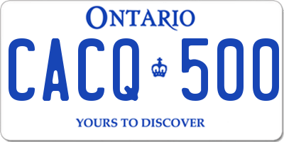 ON license plate CACQ500