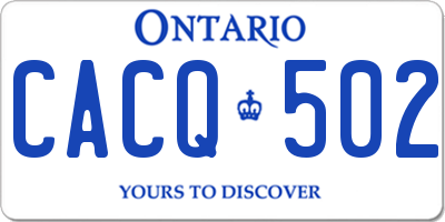 ON license plate CACQ502