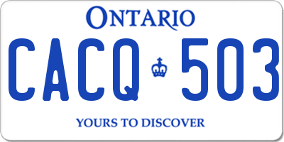 ON license plate CACQ503