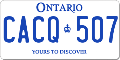 ON license plate CACQ507