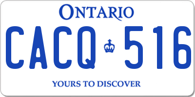 ON license plate CACQ516