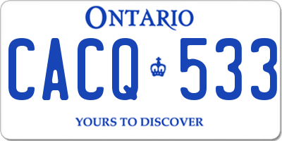 ON license plate CACQ533